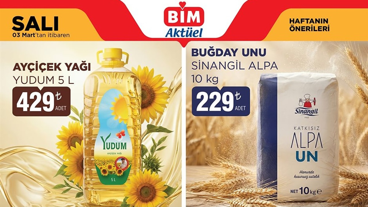 3 Mart 2026 BİM Kataloğu Çıktı: Ayçiçek Yağı 429 TL, 10 Kg Un 229 TL, Dana-Kuzu Kıyma 289 TL!